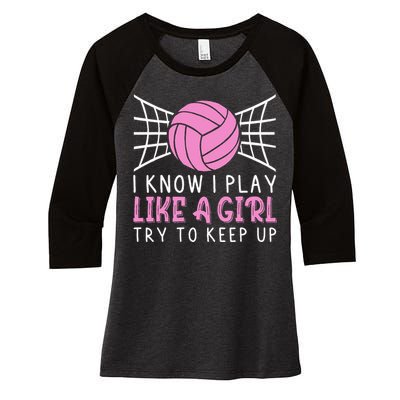 Funny Volleyball Design For Women Volleyball Player Women's Tri-Blend 3/4-Sleeve Raglan Shirt