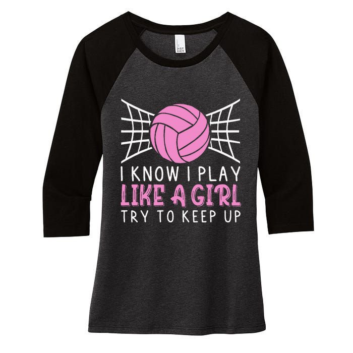 Funny Volleyball Design For Women Volleyball Player Women's Tri-Blend 3/4-Sleeve Raglan Shirt