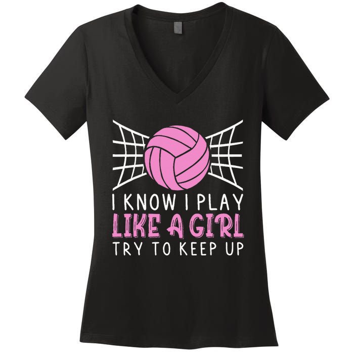 Funny Volleyball Design For Women Volleyball Player Women's V-Neck T-Shirt