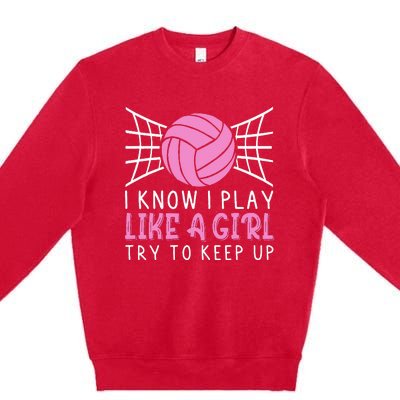 Funny Volleyball Design For Women Volleyball Player Premium Crewneck Sweatshirt