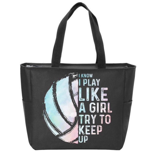 Funny Volleyball Design Women Teen Sports Lovers Zip Tote Bag