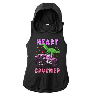 Funny Valentines Day Graphic Gift Heart Dinosaur Crusher Meaningful Gift Ladies PosiCharge Tri-Blend Wicking Draft Hoodie Tank