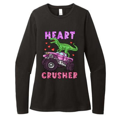 Funny Valentines Day Graphic Gift Heart Dinosaur Crusher Meaningful Gift Womens CVC Long Sleeve Shirt