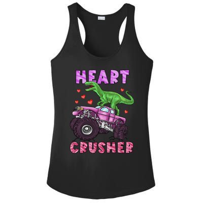 Funny Valentines Day Graphic Gift Heart Dinosaur Crusher Meaningful Gift Ladies PosiCharge Competitor Racerback Tank