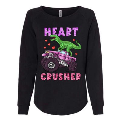 Funny Valentines Day Graphic Gift Heart Dinosaur Crusher Meaningful Gift Womens California Wash Sweatshirt