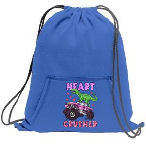 Funny Valentines Day Graphic Gift Heart Dinosaur Crusher Meaningful Gift Sweatshirt Cinch Pack Bag