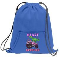 Funny Valentines Day Graphic Gift Heart Dinosaur Crusher Meaningful Gift Sweatshirt Cinch Pack Bag