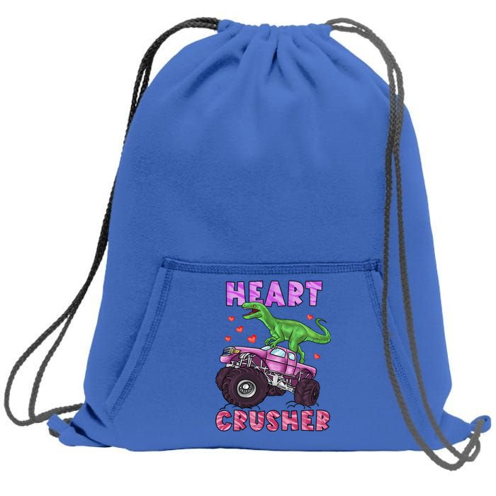 Funny Valentines Day Graphic Gift Heart Dinosaur Crusher Meaningful Gift Sweatshirt Cinch Pack Bag