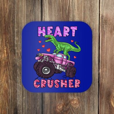 Funny Valentines Day Graphic Gift Heart Dinosaur Crusher Meaningful Gift Coaster