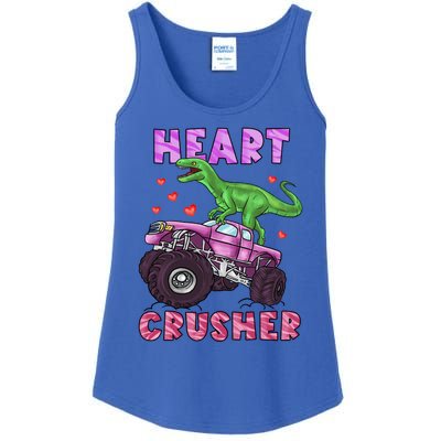 Funny Valentines Day Graphic Gift Heart Dinosaur Crusher Meaningful Gift Ladies Essential Tank