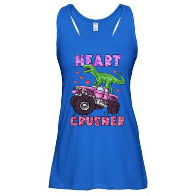 Funny Valentines Day Graphic Gift Heart Dinosaur Crusher Meaningful Gift Ladies Essential Flowy Tank