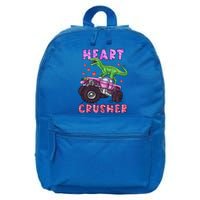 Funny Valentines Day Graphic Gift Heart Dinosaur Crusher Meaningful Gift 16 in Basic Backpack