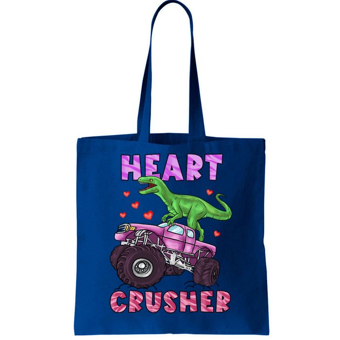 Funny Valentines Day Graphic Gift Heart Dinosaur Crusher Meaningful Gift Tote Bag