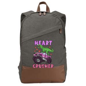 Funny Valentines Day Graphic Gift Heart Dinosaur Crusher Meaningful Gift Cotton Canvas Backpack