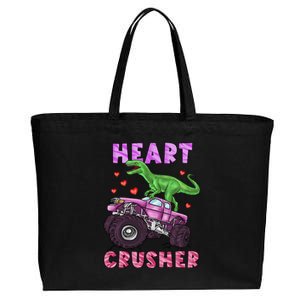 Funny Valentines Day Graphic Gift Heart Dinosaur Crusher Meaningful Gift Cotton Canvas Jumbo Tote