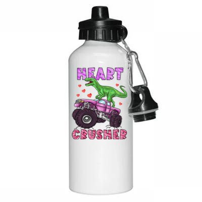 Funny Valentines Day Graphic Gift Heart Dinosaur Crusher Meaningful Gift Aluminum Water Bottle