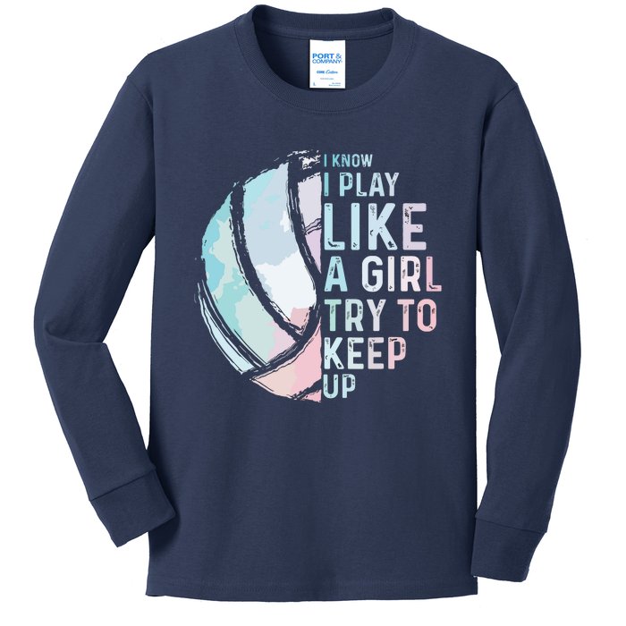 Funny Volleyball Design Teen Sports Lovers Kids Long Sleeve Shirt