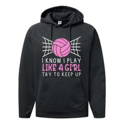 Funny Volleyball Design For Women Volleyball Player Performance Fleece Hoodie