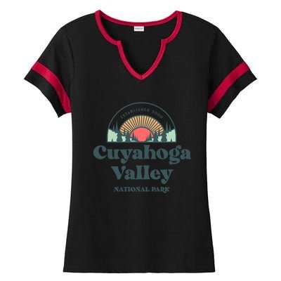 Family Vacation Design Gift Retro Cuyahoga Valley National Park Gift Ladies Halftime Notch Neck Tee