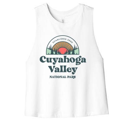 Family Vacation Design Gift Retro Cuyahoga Valley National Park Gift Women's Racerback Cropped Tank