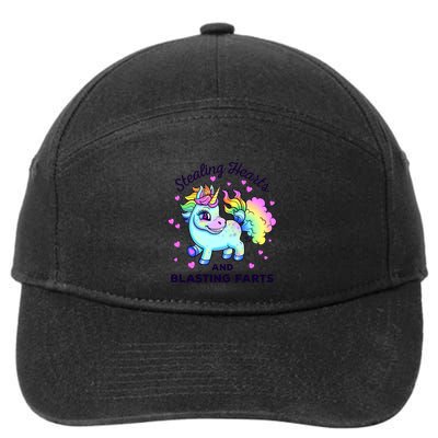 Funny Valentine’s Day Rainbow Unicorn Fart Design Gift 7-Panel Snapback Hat