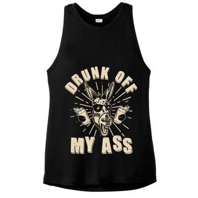 Funny Vintage Drunk Off My Ass Beer Donkey Mule Jackass Ladies PosiCharge Tri-Blend Wicking Tank