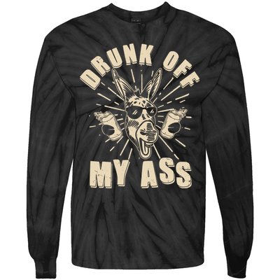 Funny Vintage Drunk Off My Ass Beer Donkey Mule Jackass Tie-Dye Long Sleeve Shirt