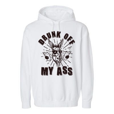 Funny Vintage Drunk Off My Ass Beer Donkey Mule Jackass Garment-Dyed Fleece Hoodie