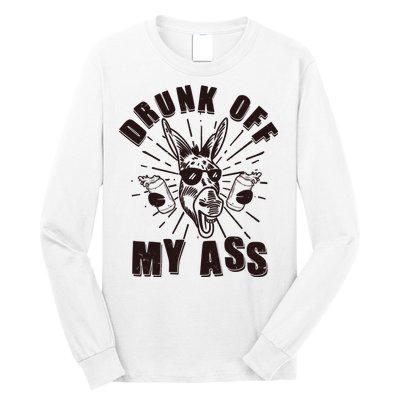 Funny Vintage Drunk Off My Ass Beer Donkey Mule Jackass Long Sleeve Shirt
