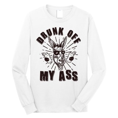 Funny Vintage Drunk Off My Ass Beer Donkey Mule Jackass Long Sleeve Shirt