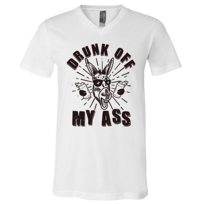 Funny Vintage Drunk Off My Ass Beer Donkey Mule Jackass V-Neck T-Shirt