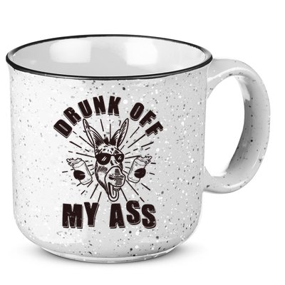 Funny Vintage Drunk Off My Ass Beer Donkey Mule Jackass 15oz Campfire Ceramic Mug
