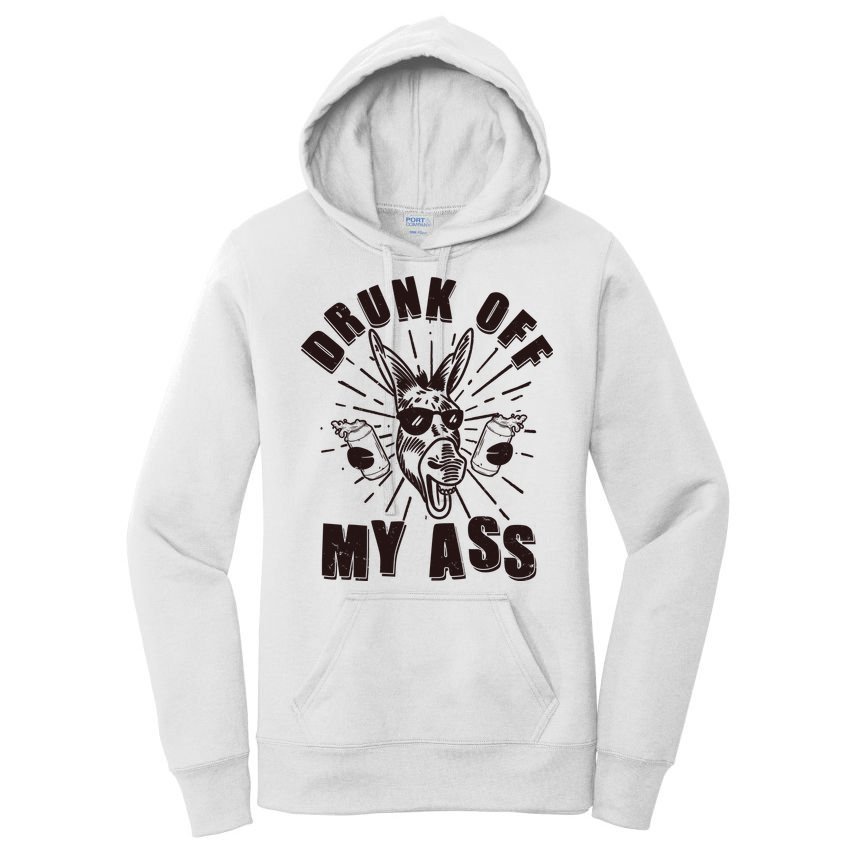 Funny Vintage Drunk Off My Ass Beer Donkey Mule Jackass Women's Pullover Hoodie