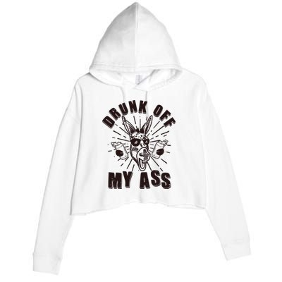 Funny Vintage Drunk Off My Ass Beer Donkey Mule Jackass Crop Fleece Hoodie