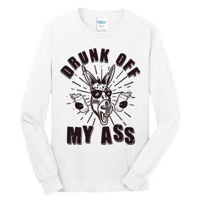 Funny Vintage Drunk Off My Ass Beer Donkey Mule Jackass Tall Long Sleeve T-Shirt