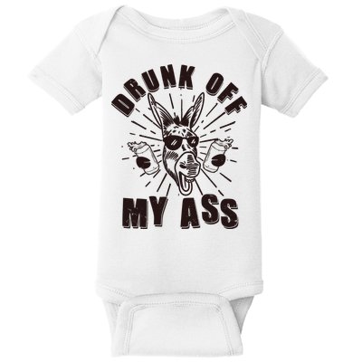 Funny Vintage Drunk Off My Ass Beer Donkey Mule Jackass Baby Bodysuit