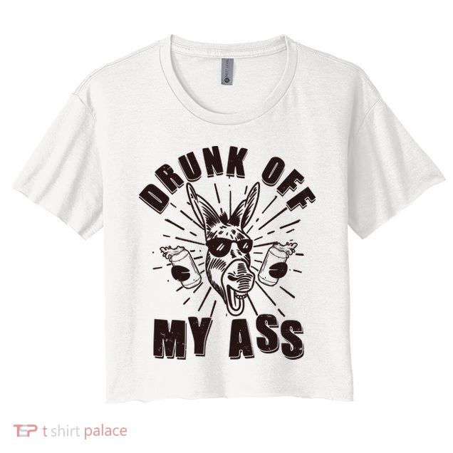 Funny Vintage Drunk Off My Ass Beer Donkey Mule Jackass Crop Top