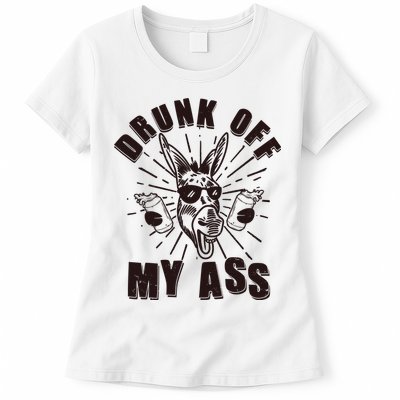 Funny Vintage Drunk Off My Ass Beer Donkey Mule Jackass Womens T-Shirt
