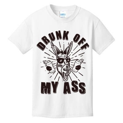 Funny Vintage Drunk Off My Ass Beer Donkey Mule Jackass Kids T-Shirt