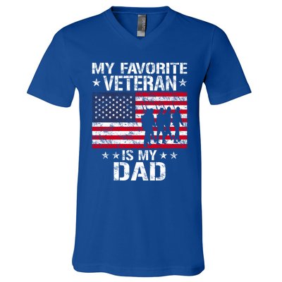 Father Veterans Day My Favorite Veteran Is My Dad Funny Gift V-Neck T-Shirt