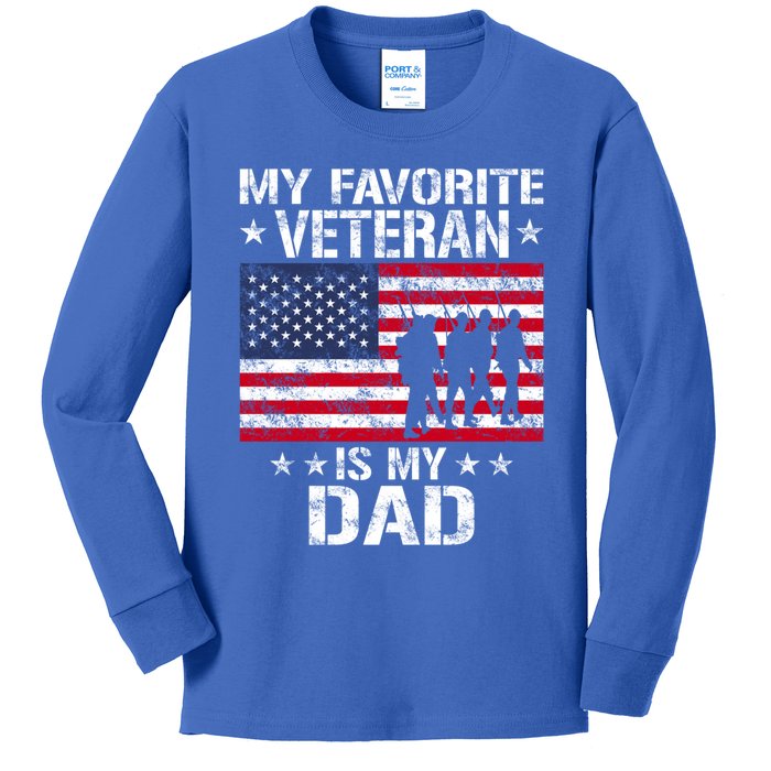 Father Veterans Day My Favorite Veteran Is My Dad Funny Gift Kids Long Sleeve Shirt