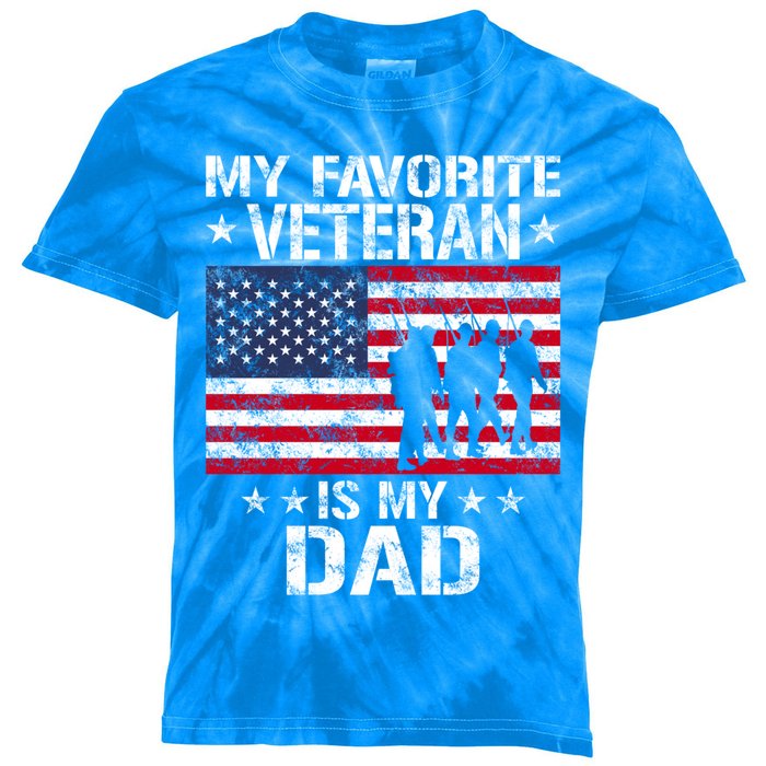 Father Veterans Day My Favorite Veteran Is My Dad Funny Gift Kids Tie-Dye T-Shirt