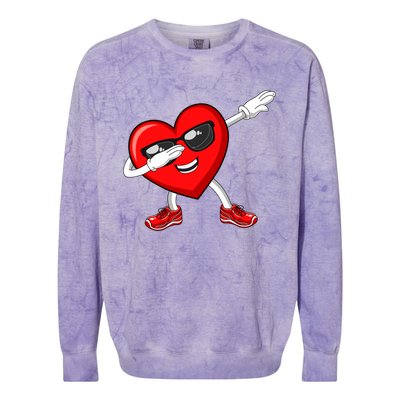 Funny Valentines Day Dabbing Heart Love Dab Dance Funny Gift Colorblast Crewneck Sweatshirt