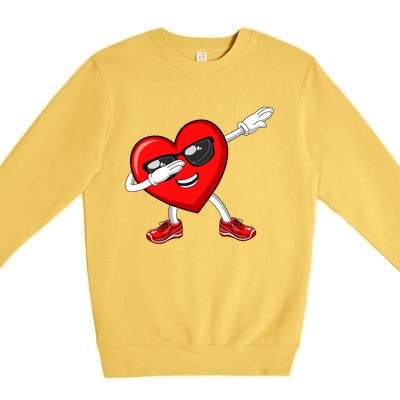 Funny Valentines Day Dabbing Heart Love Dab Dance Funny Gift Premium Crewneck Sweatshirt