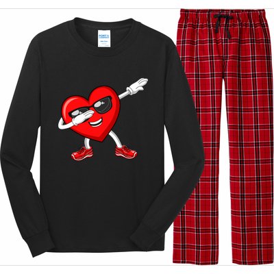 Funny Valentines Day Dabbing Heart Love Dab Dance Funny Gift Long Sleeve Pajama Set