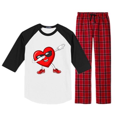 Funny Valentines Day Dabbing Heart Love Dab Dance Funny Gift Raglan Sleeve Pajama Set