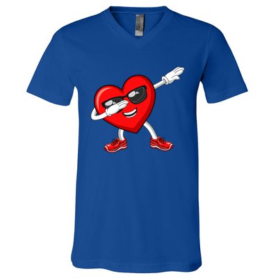 Funny Valentines Day Dabbing Heart Love Dab Dance Funny Gift V-Neck T-Shirt