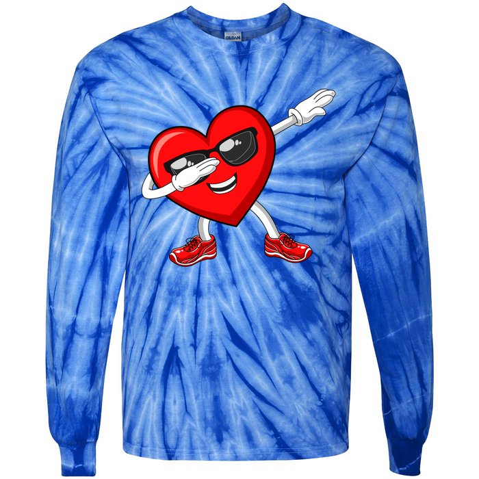 Funny Valentines Day Dabbing Heart Love Dab Dance Funny Gift Tie-Dye Long Sleeve Shirt