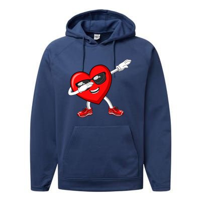 Funny Valentines Day Dabbing Heart Love Dab Dance Funny Gift Performance Fleece Hoodie