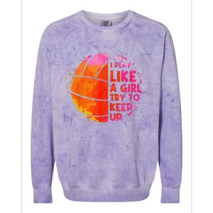 Funny Volleyball Design For  Girls Volleyball Player Colorblast Crewneck Sweatshirt